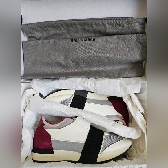 Balenciaga EU 42 US 9 UK 8 Race Runners Black White Blanc Noir Speed Track ITALY - Picture 12 of 13
